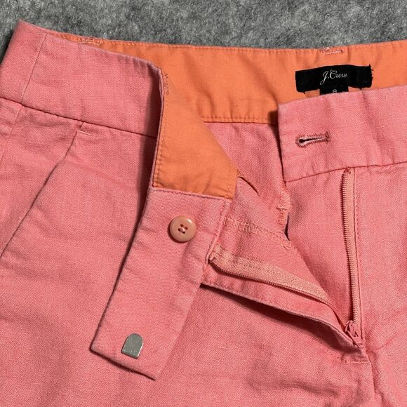 J. Crew Linen Scalloped Chino Shorts Women's 8 Pink Breathable - Picture 12 of 16
